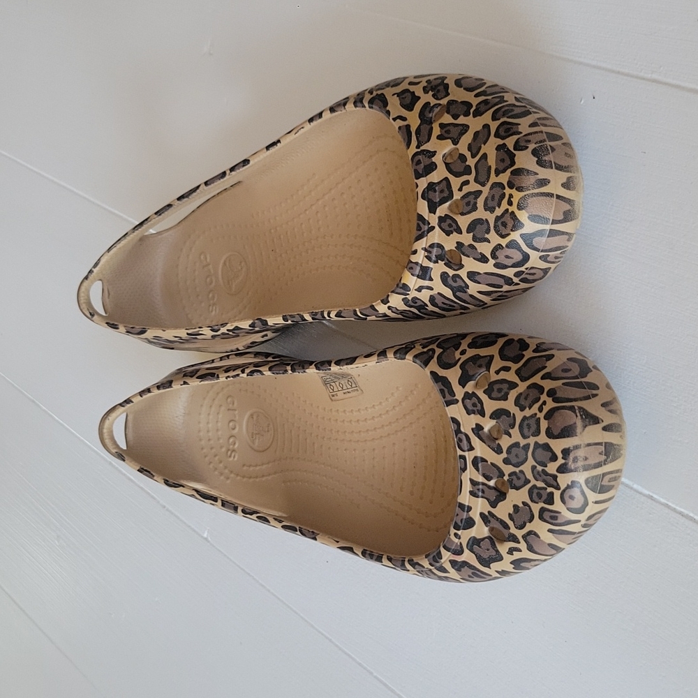 Cheetah print crocs flats